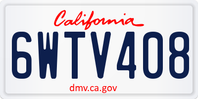 CA license plate 6WTV408