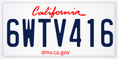 CA license plate 6WTV416