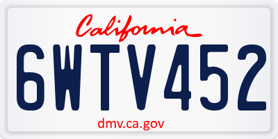CA license plate 6WTV452