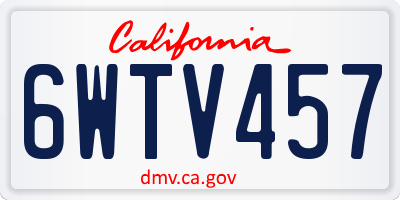 CA license plate 6WTV457