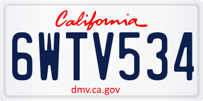 CA license plate 6WTV534