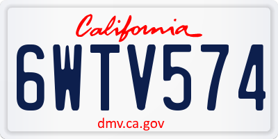 CA license plate 6WTV574