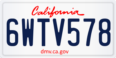 CA license plate 6WTV578