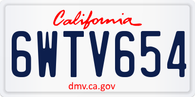 CA license plate 6WTV654