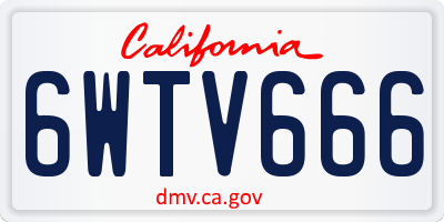 CA license plate 6WTV666
