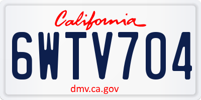 CA license plate 6WTV704