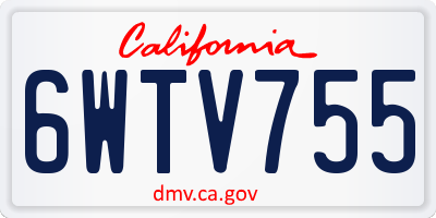 CA license plate 6WTV755