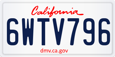 CA license plate 6WTV796