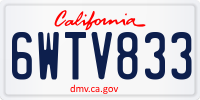 CA license plate 6WTV833