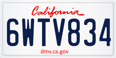 CA license plate 6WTV834