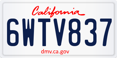CA license plate 6WTV837