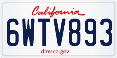 CA license plate 6WTV893