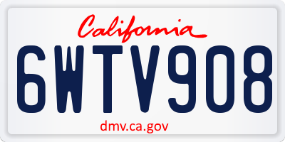 CA license plate 6WTV908