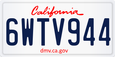 CA license plate 6WTV944