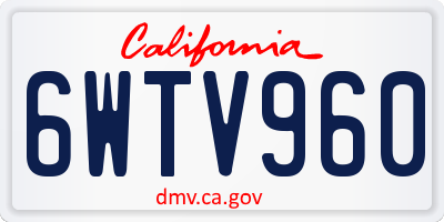 CA license plate 6WTV960