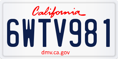 CA license plate 6WTV981