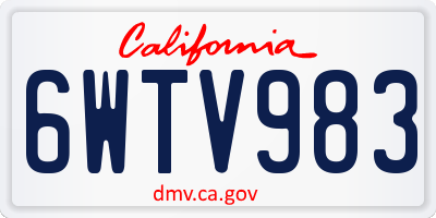 CA license plate 6WTV983