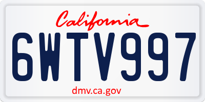 CA license plate 6WTV997