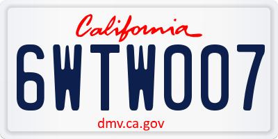 CA license plate 6WTW007