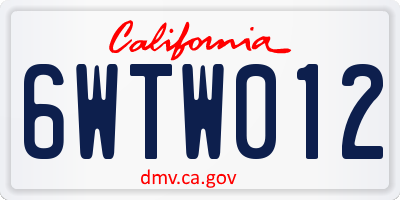 CA license plate 6WTW012