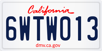CA license plate 6WTW013