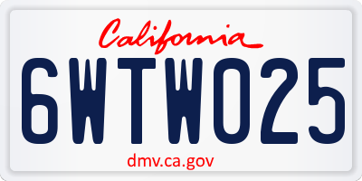 CA license plate 6WTW025