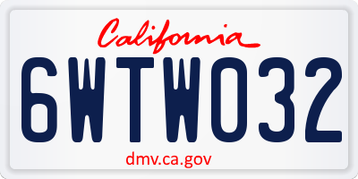 CA license plate 6WTW032