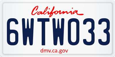 CA license plate 6WTW033