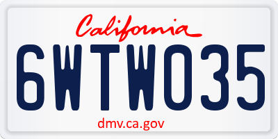 CA license plate 6WTW035