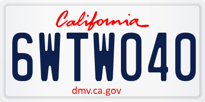 CA license plate 6WTW040