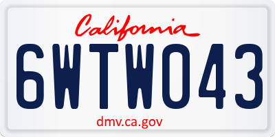 CA license plate 6WTW043