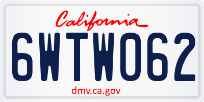 CA license plate 6WTW062