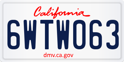 CA license plate 6WTW063