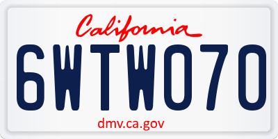 CA license plate 6WTW070