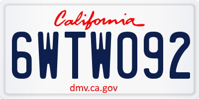 CA license plate 6WTW092