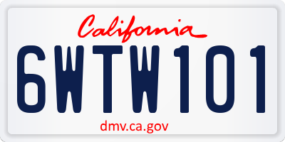CA license plate 6WTW101