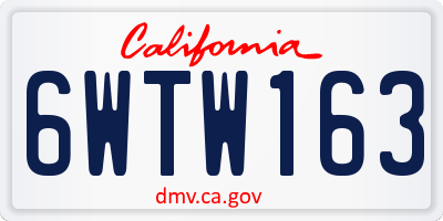 CA license plate 6WTW163