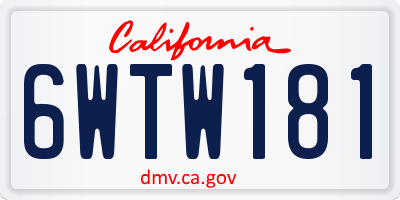CA license plate 6WTW181