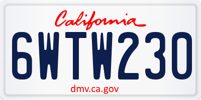 CA license plate 6WTW230