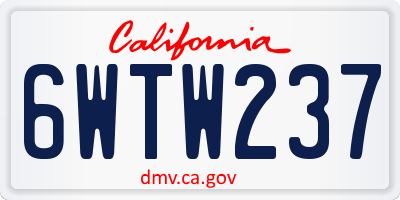 CA license plate 6WTW237