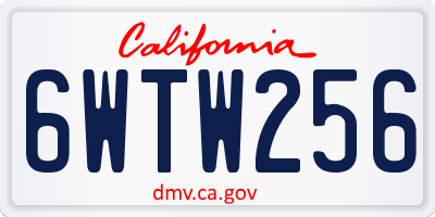 CA license plate 6WTW256