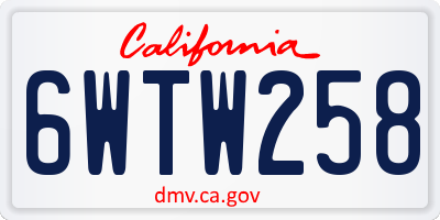 CA license plate 6WTW258