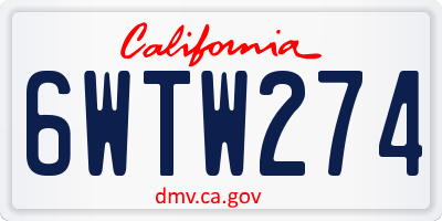 CA license plate 6WTW274