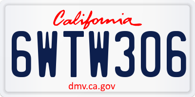CA license plate 6WTW306