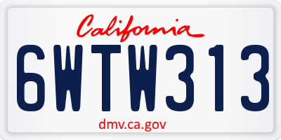 CA license plate 6WTW313