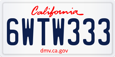 CA license plate 6WTW333