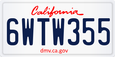 CA license plate 6WTW355