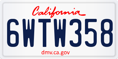 CA license plate 6WTW358