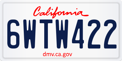CA license plate 6WTW422