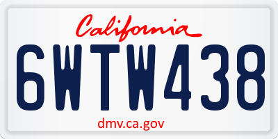 CA license plate 6WTW438